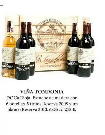El Corte Inglés Viña Tondonia Doca Rioja Estuche De Madera Con 6 Botellas: 5 Tintos Reserva 2009 Y Un Blanco Reserva 2010 oferta