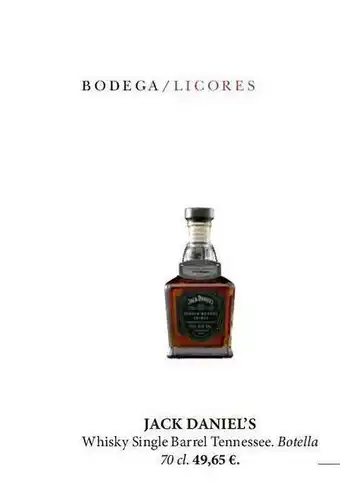 El Corte Inglés Jack Daniel's Whisky Single Barrel Tennessee oferta