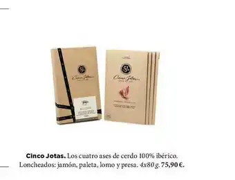 El Corte Inglés Cinco Jotas Los Cuatro Ases De Cerdo 100% Ibérico Loncheados: Jamón Paleta Lomo Y Presa oferta