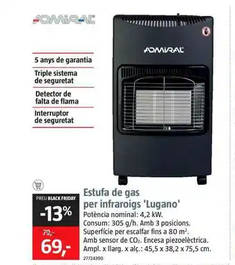 Bauhaus Admiral Estufa De Gas Per Infraroigs 'lugano' oferta