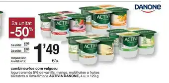 BonpreuEsclat Activia Danone Iogurt Cremós 0% De Vainilla Mango Multifruites O Fruites Silvestres O Llima-llimona oferta
