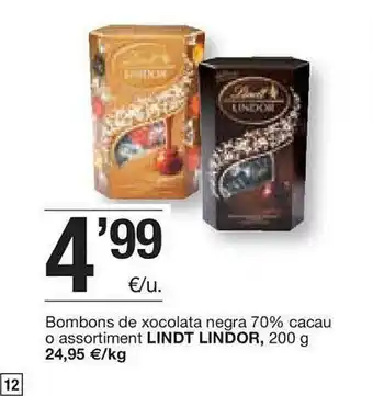 BonpreuEsclat Lindt Lindor Bombons De Xocolata Negra 70% Cacau O Assortiment 200 g oferta