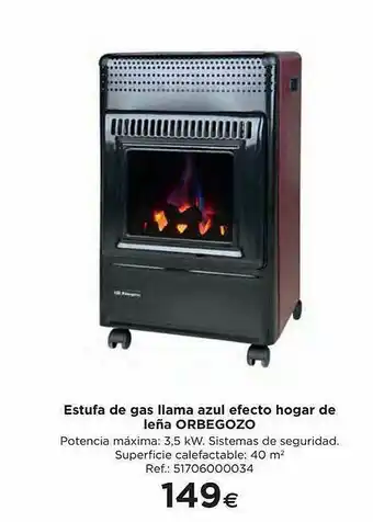 BriCor Estufa De Gas Llama Azul Efecto Hogar De Leña Orbegozo oferta