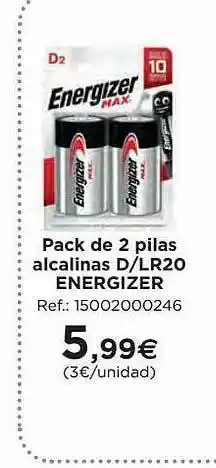 BriCor Pack De 2 Pilas Alcalinas D LR20 Energizer oferta