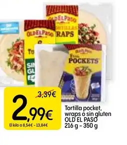 Dialprix OLD EL PASO Tortilla pocket, wraps o sin gluten oferta