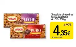 Dialprix VALOR Chocolate almendras puro o con leche oferta