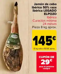 Carrefour LEGADO ELPOZO Jamón de cebo ibérico 50% raza ibérica oferta