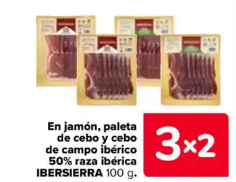 Carrefour IBERSIERRA En jamón, paleta de cebo y cebo de campo ibérico 50% raza ibérica oferta