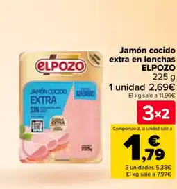 Carrefour ELPOZO Jamón cocido extra en lonchas oferta