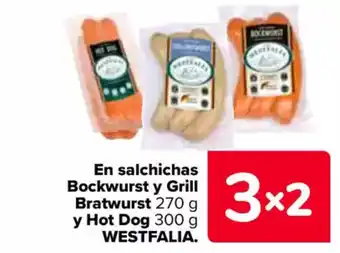 Carrefour WESTFALIA En salchichas Bockwurst y Grill Bratwurst Hot Dog oferta