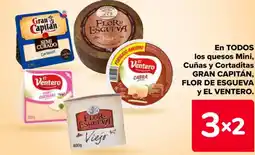 Carrefour En todos los quesos mini, cuñas y cortaditas gran capitán, flor de esgueva y el ventero. oferta