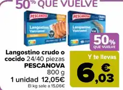 Carrefour PESCANOVA  Langostino crudo o cocido 24/40 piezas oferta