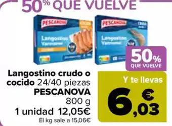 Carrefour PESCANOVA  Langostino crudo o cocido 24/40 piezas oferta