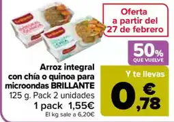 Carrefour BRILLANTE Arroz integral con chía o quinoa para microondas oferta