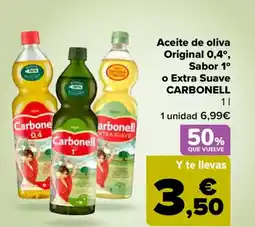 Carrefour CARBONELL Aceite de oliva Original 0,4°, Sabor 1° o Extra Suave oferta