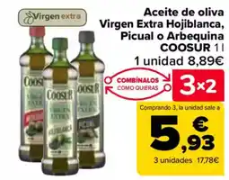 Carrefour COOSUR  Aceite de oliva Virgen Extra Hojiblanca, Picual o Arbequina oferta