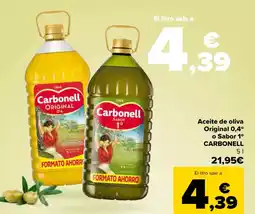 Carrefour CARBONELL Aceite de oliva Original 0,4° o Sabor 1° oferta