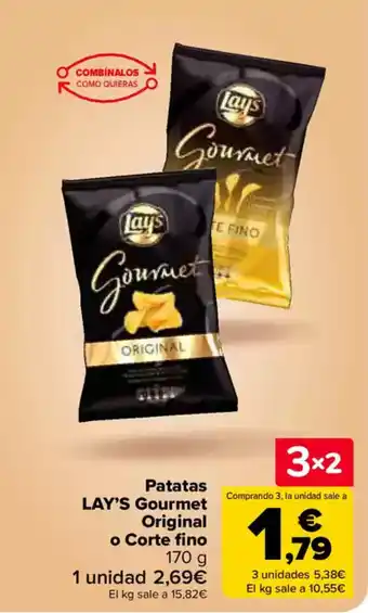 Carrefour LAY'S Patatas Gourmet Original o Corte fino oferta