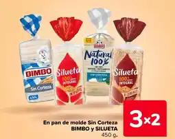 Carrefour BIMBO Y SILUETA  En pan de molde Sin Corteza oferta