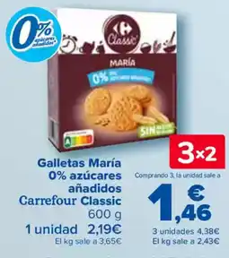 Carrefour Galletas María 0% azúcares añadidos Carrefour Classic oferta