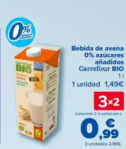 Carrefour CARREFOUR BIO Bebida de avena 0% azúcares añadidos oferta