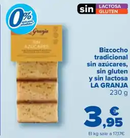 Carrefour LA GRANJA Bizcocho tradicional sin azúcares, sin gluten y sin lactosa oferta