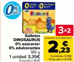 Carrefour DINOSAURUS Galletas 0% azúcares/ 0% edulcorantes oferta