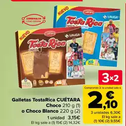 Carrefour CUÉTARA Galletas Tosta Rica Choco o Choco Blanco oferta