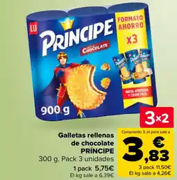 Carrefour PRÍNCIPE Galletas rellenas de chocolate oferta