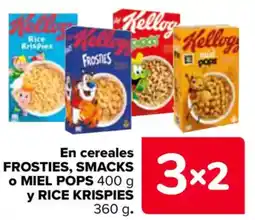 Carrefour En cereales frosties, smacks o miel pops 400 g y rice krispies oferta