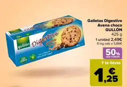 Carrefour GULLÓN Galletas Digestive Avena choco oferta