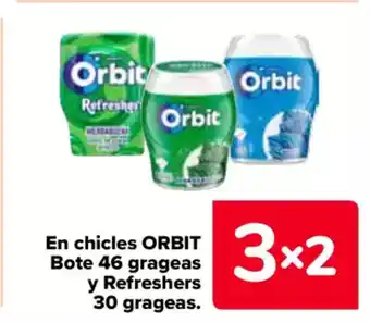 Carrefour ORBIT En chicles Bote 46 grageas y Refreshers 30 grageas. oferta