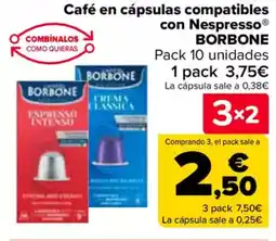 Carrefour BORBONE Café en cápsulas compatibles con Nespresso oferta