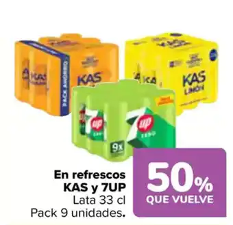 Carrefour KAS y 7UP En refrescos oferta