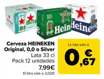 Carrefour HEINEKEN Cerveza Original, 0,0 o Silver oferta