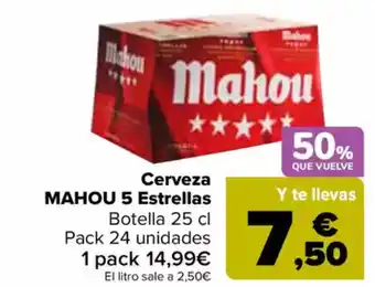 Carrefour MAHOU Cerveza 5 Estrellas oferta