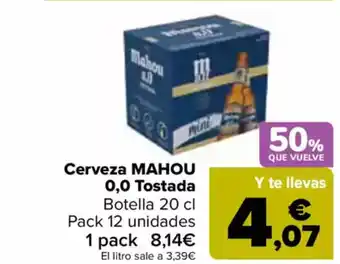 Carrefour MAHOU Cerveza 0,0 Tostada oferta