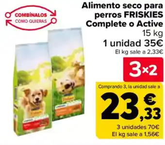 Carrefour FRISKIES Alimento seco para perros Complete o Active oferta