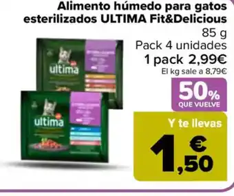 Carrefour ULTIMA Alimento húmedo para gatos esterilizados Fit&Delicious oferta