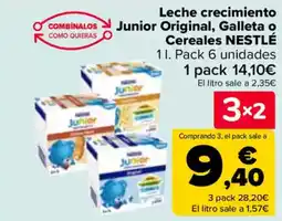 Carrefour NESTLÉ Leche crecimiento Junior Original, Galleta o Cereales oferta