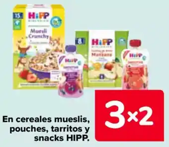 Carrefour HIPP En cereales mueslis, pouches, tarritos y snacks oferta