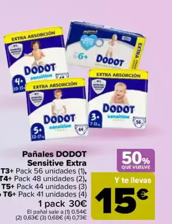 Carrefour DODOT Pañales Sensitive Extra oferta