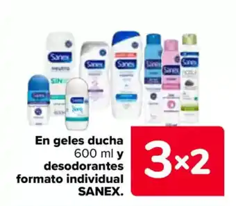 Carrefour SANEX En geles duchal y desodorantes formato individual oferta