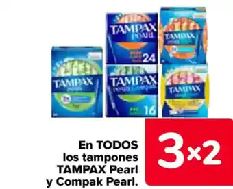 Carrefour TAMPAX En todos los tampones pearl y compak pearl. oferta