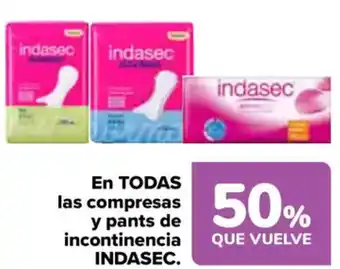 Carrefour INDASEC. En todas las compresas y pants de incontinencia oferta