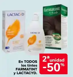 Carrefour FARMATINT y LACTACYD En todos los tintes oferta