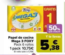 Carrefour FOXY Papel de cocina Mega 3 oferta