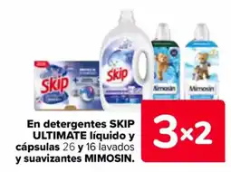 Carrefour En detergentes skip ultimate líquido y cápsulas 26 y 16 lavados y suavizantes mimosin oferta