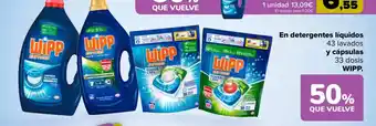 Carrefour WIPP En detergentes líquidos y cápsulas oferta