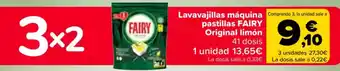 Carrefour FAIRY Lavavajillas máquina pastillas Original limón 41 dosis oferta